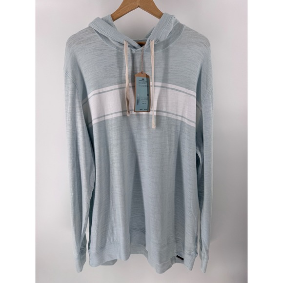 Faherty Other - Faherty Sunwashed Slub Hoodie Mens XXL Sky Surf Stripe Organic Cotton NWT